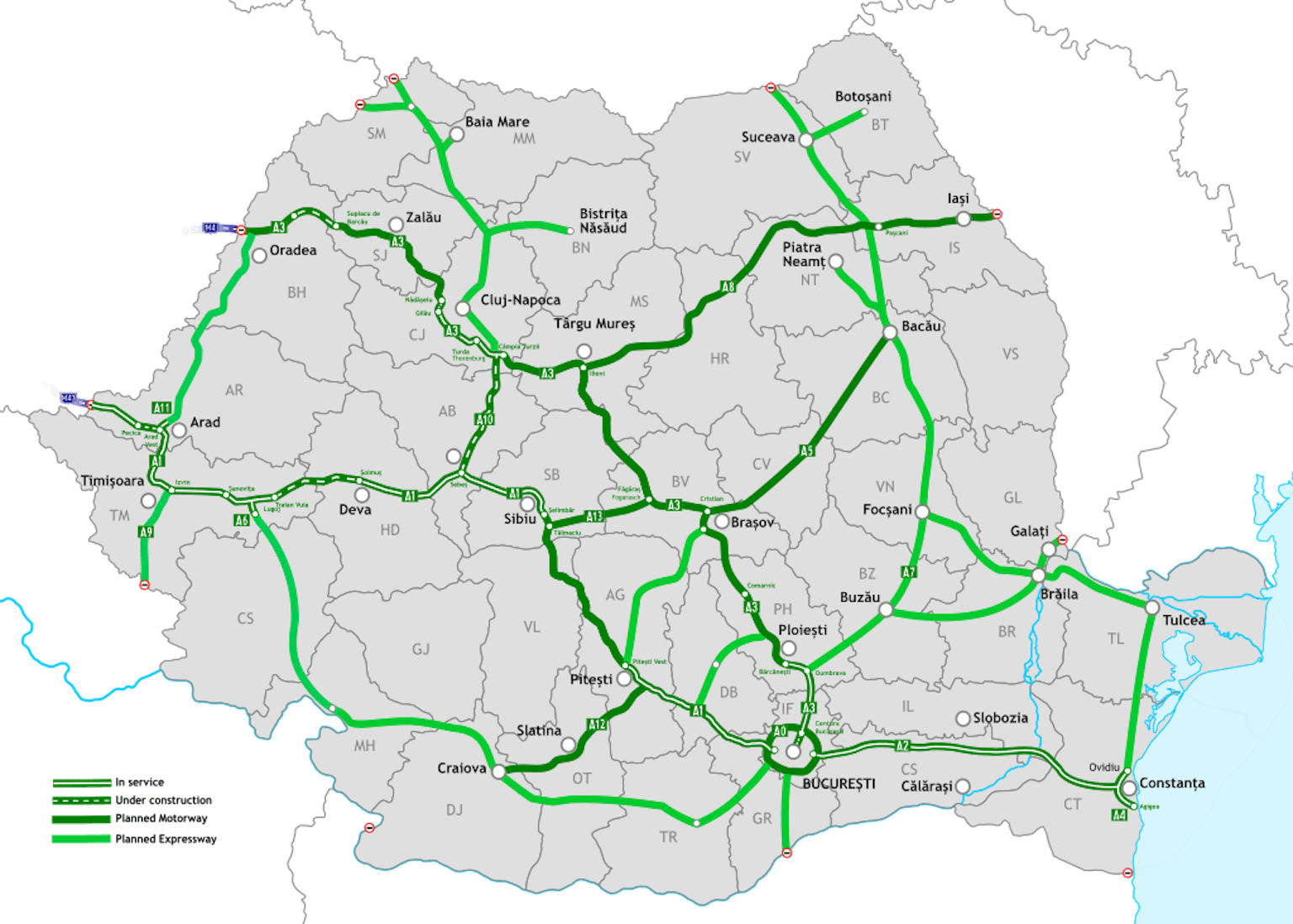 Wegenkaart Roemenië