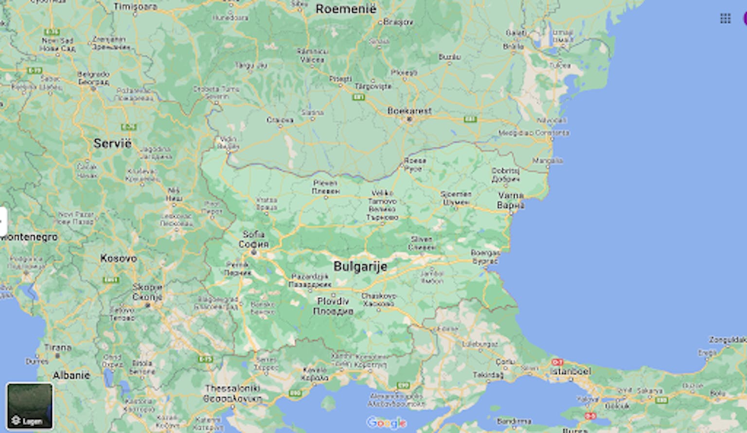 Bulgarije op Google Maps