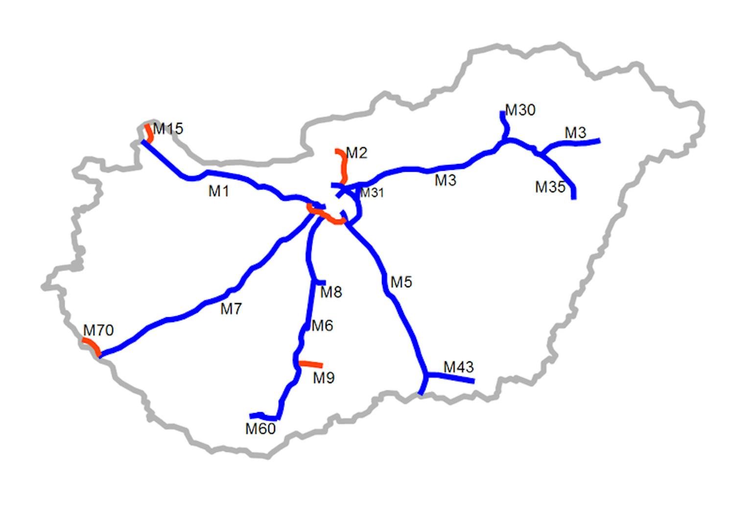 Snelwegen van Hongarije